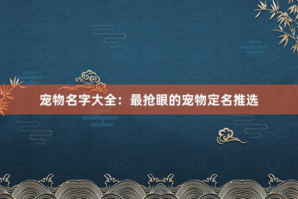 宠物名字大全：最抢眼的宠物定名推选